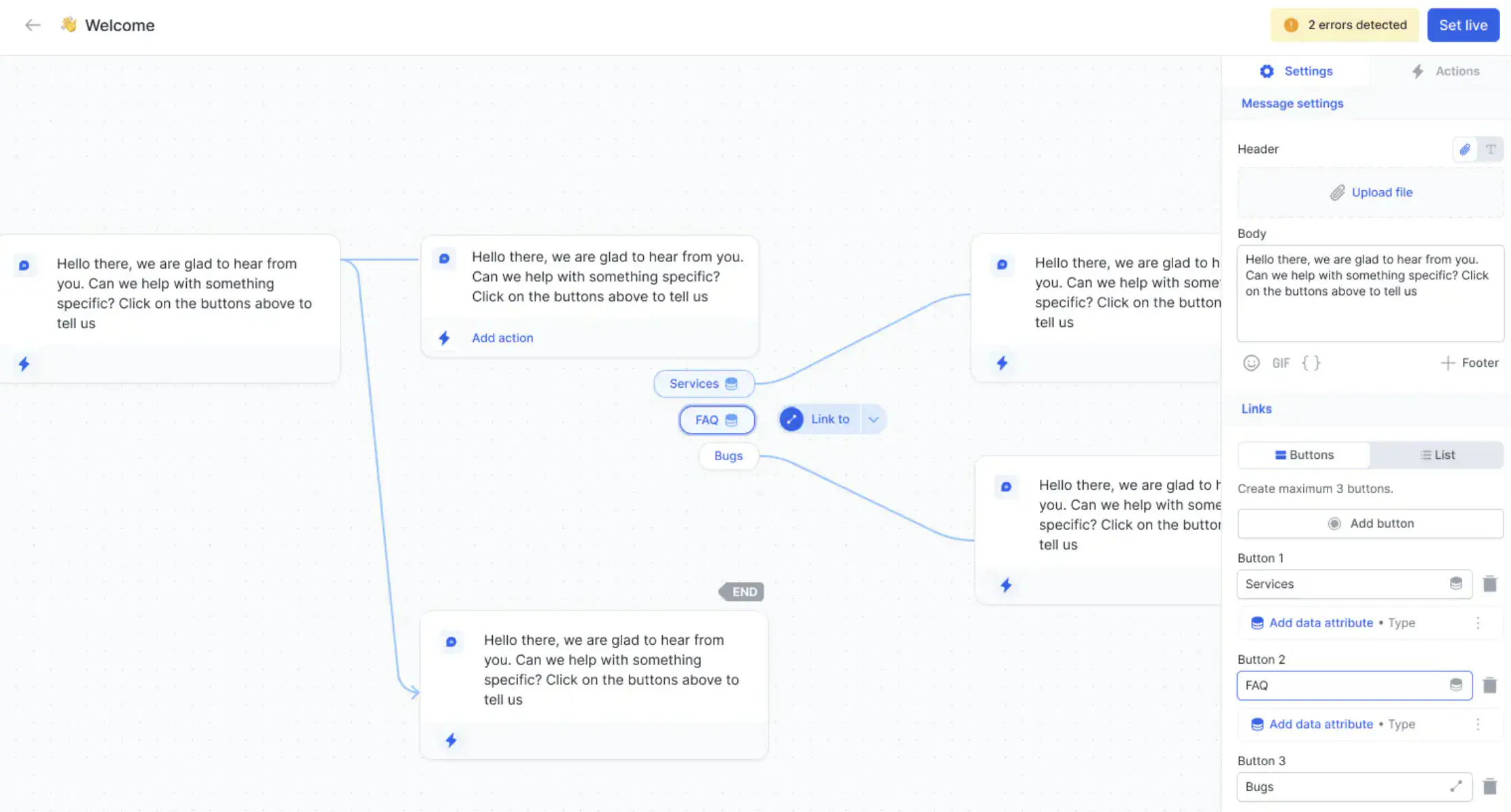 Building a chatbot flow in Rasayel