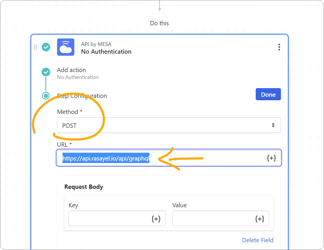 Selecting Post as the Method for authication method in Shopify workflow.