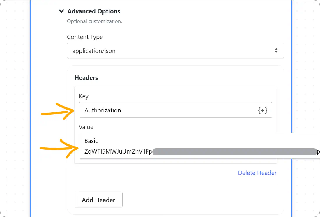 Adding API authentication key in Shopify.