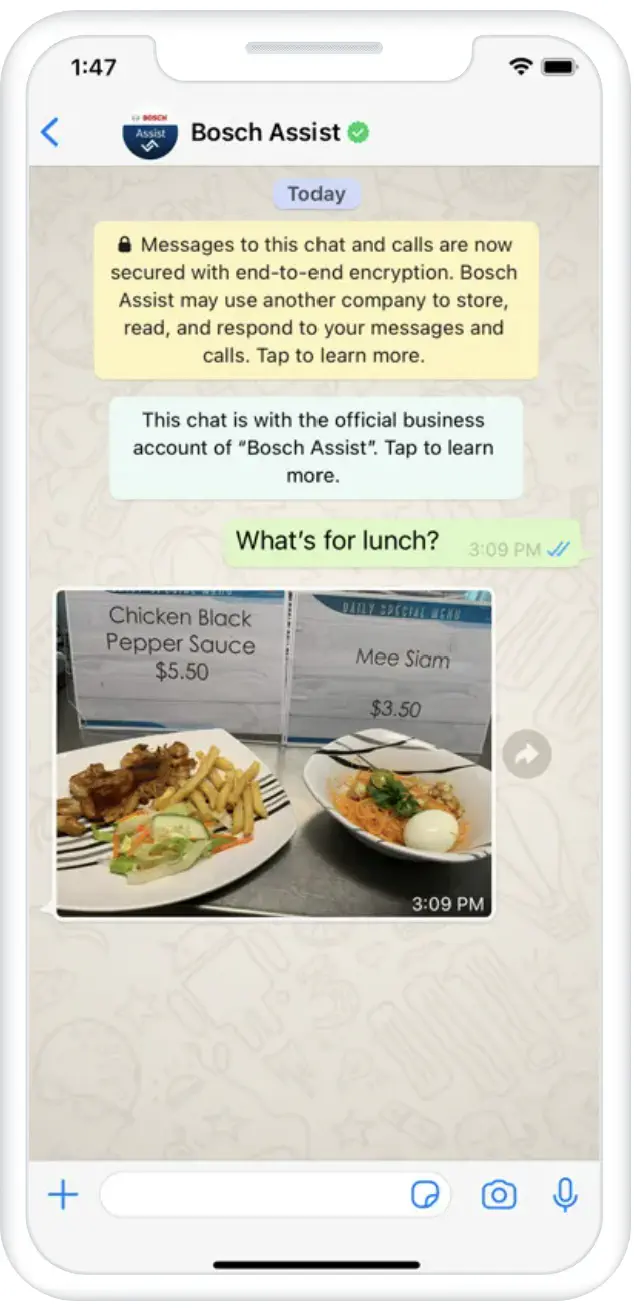 A WhatsApp-based digital assistant by Bosch
