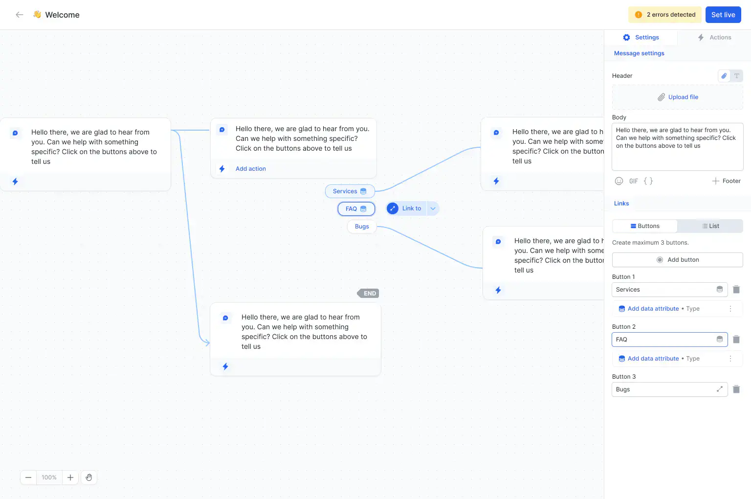 WhatsApp chatbot builder in WhatsApp.