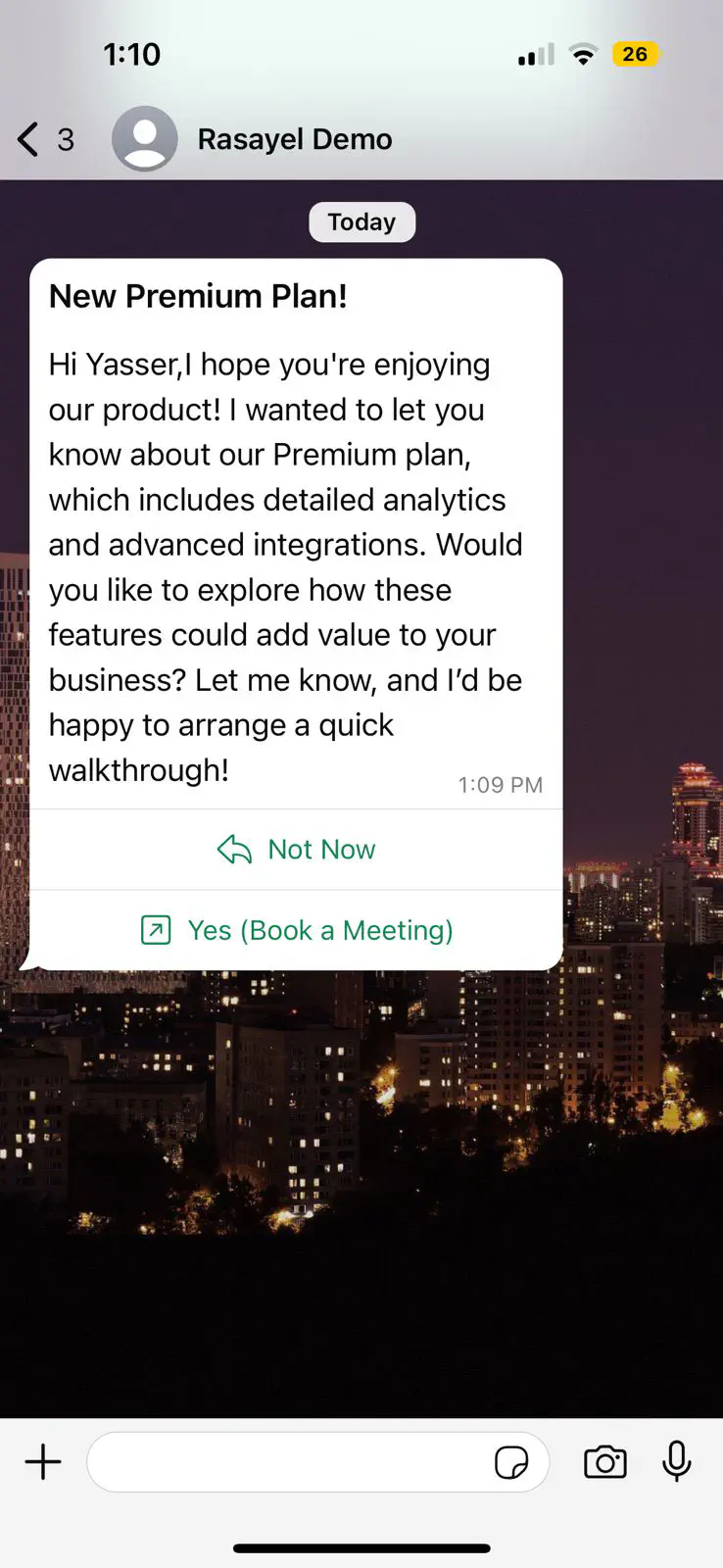 Premium plan offer message