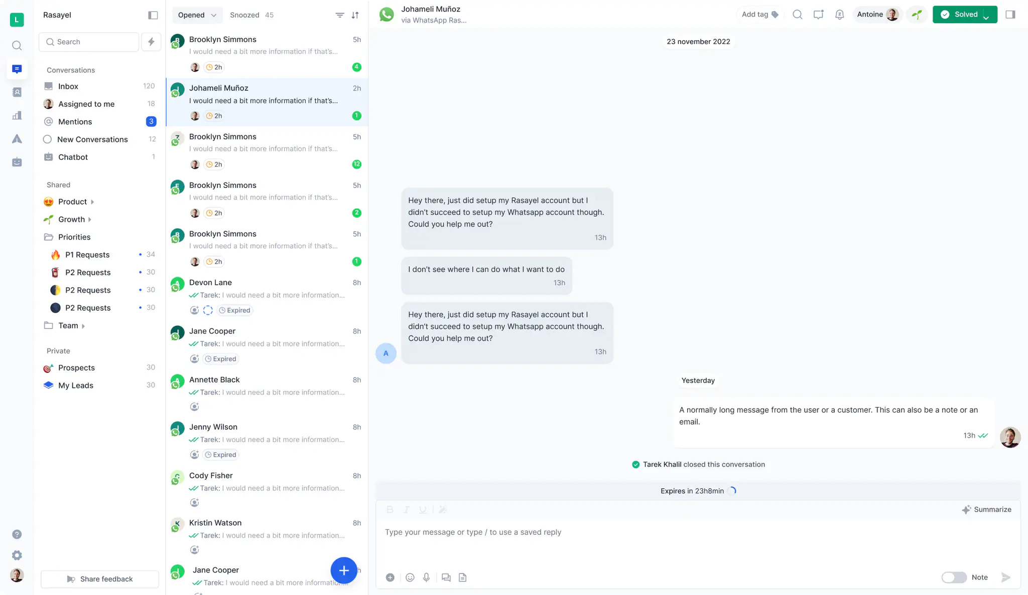 Rasayel platform for WhatsApp.