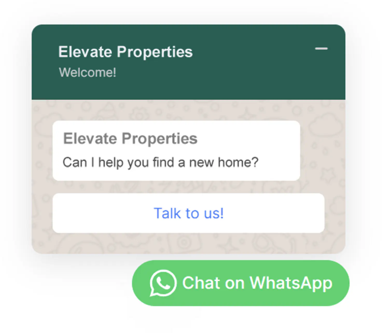 WhatsApp widget on a real estate agency&rsquo;s website.