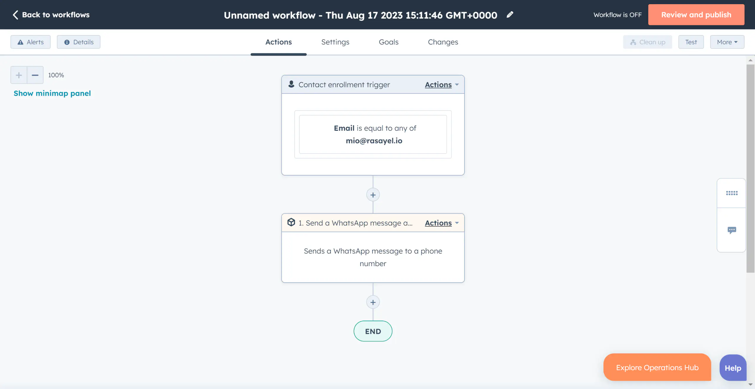 An example of a HubSpot workflow.