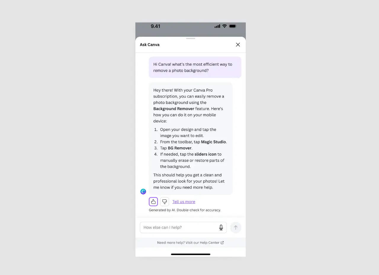 Canva Chatbot UX
