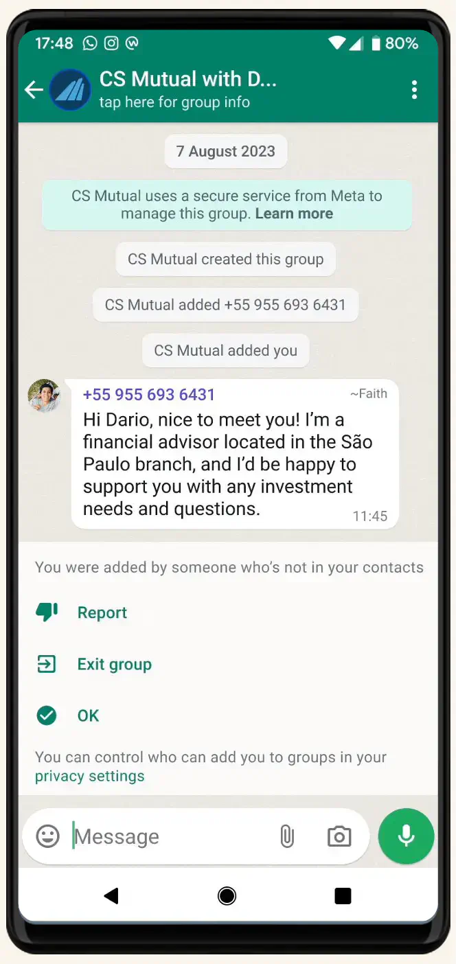 Group chat feature in WhatsApp