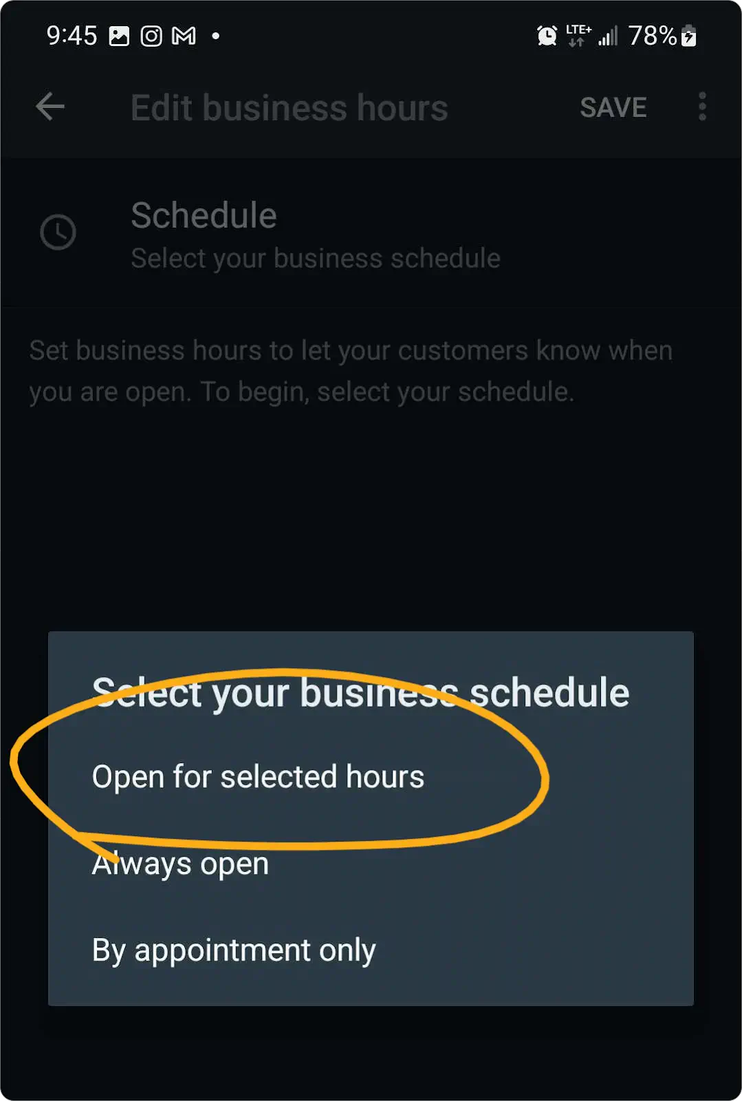 Customizing business hours.