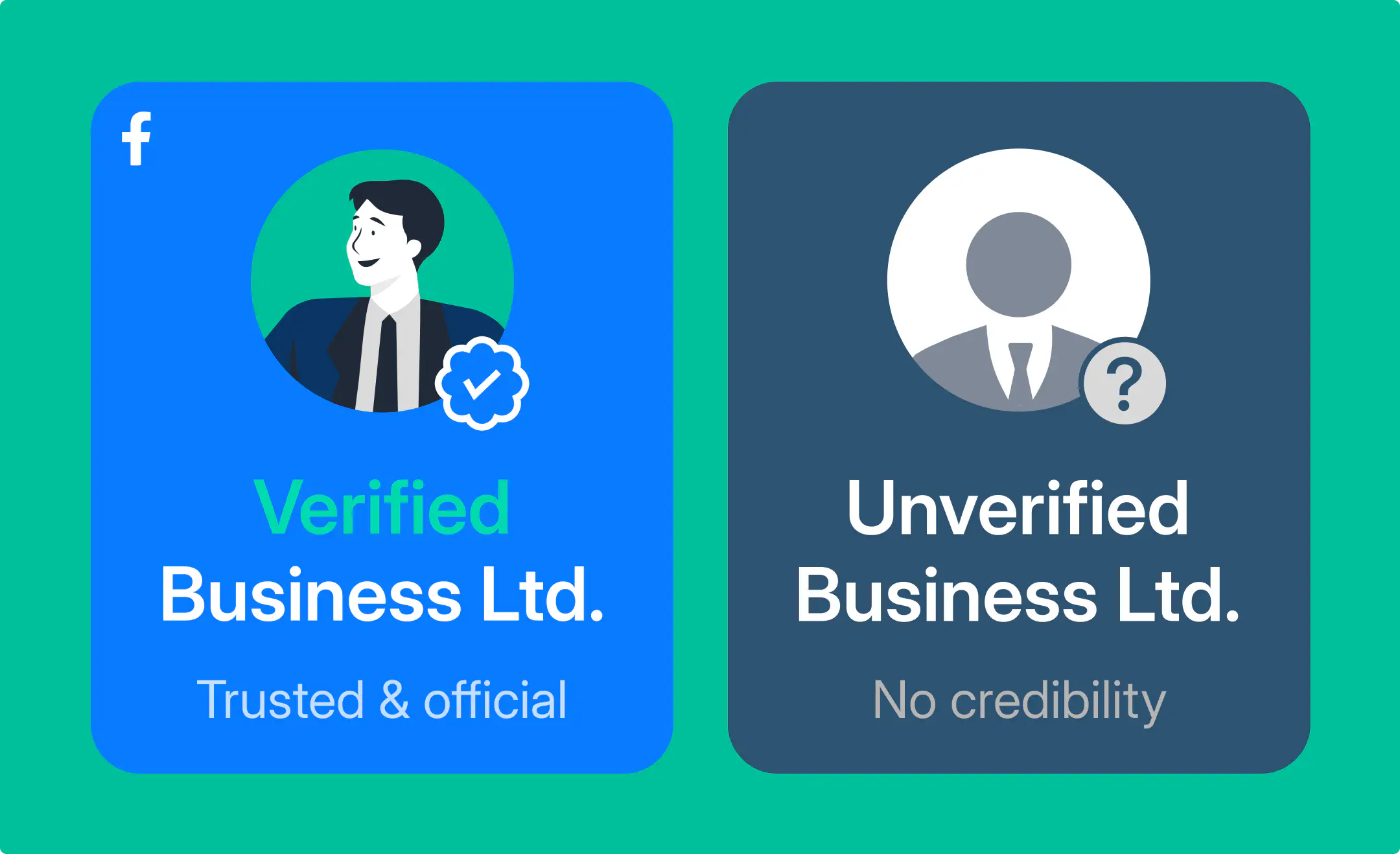 Verified vs. unverified Facebook account.