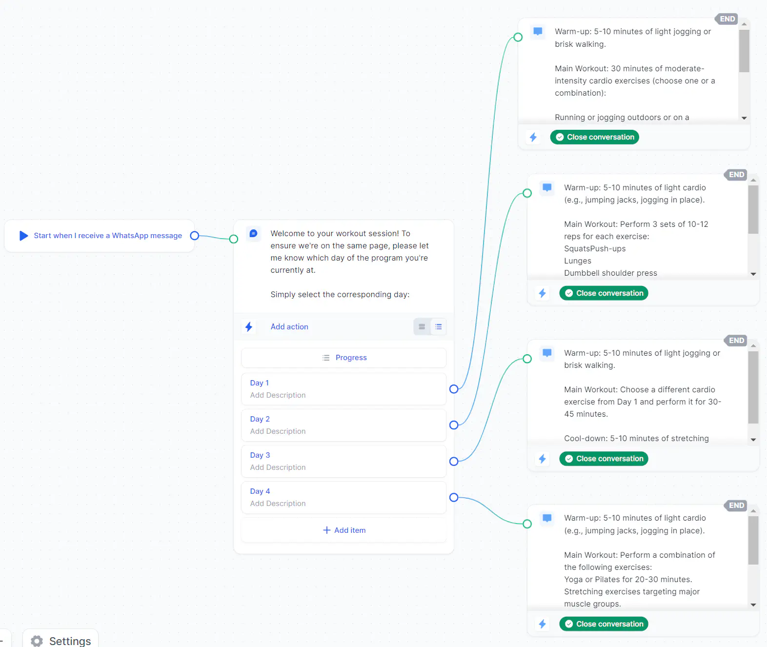 Building a chatbot flow in Rasayel