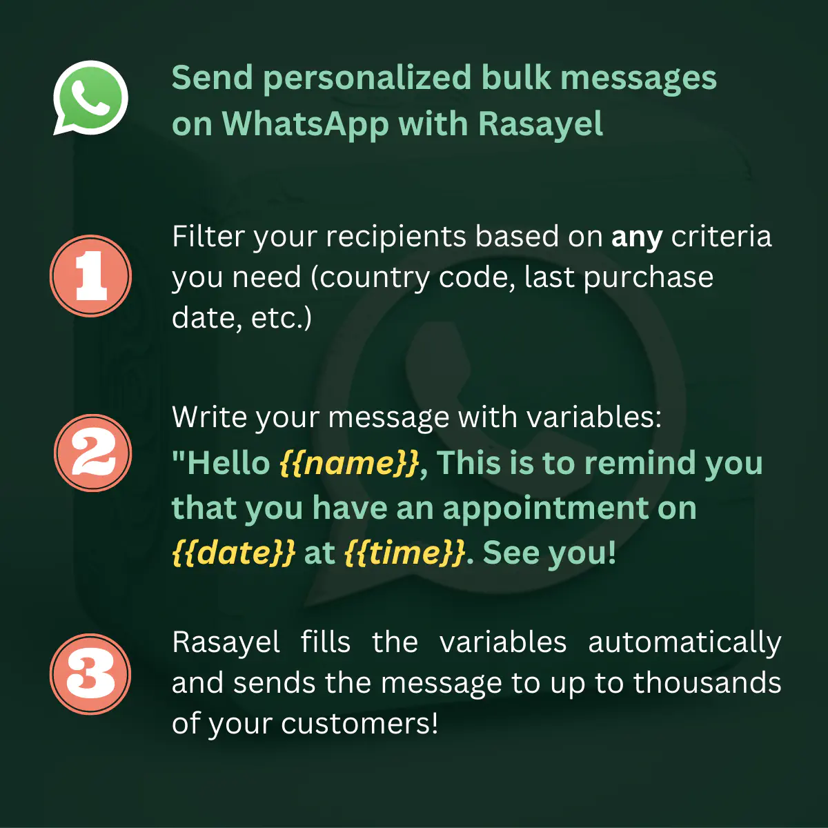 Bulk messaging with Rasayel