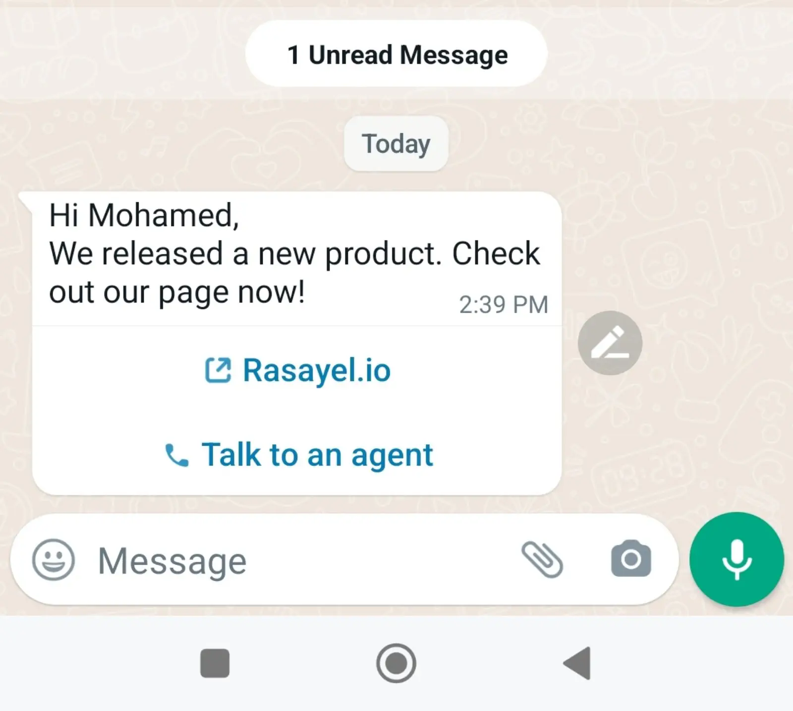 Personalized WhatsApp message.