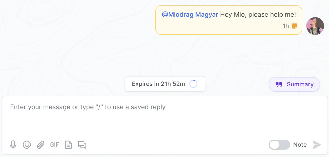 Example of receiving a mention message