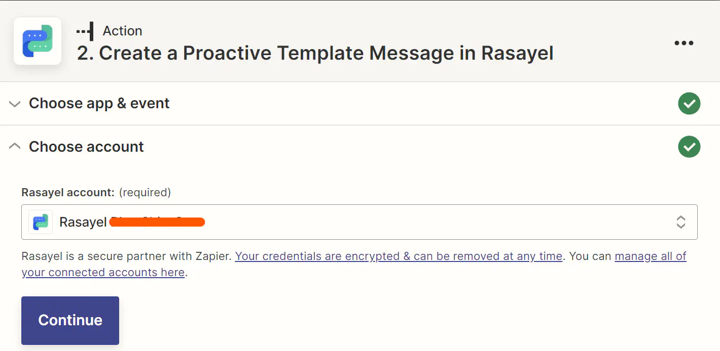 select which Rasayel account you wish to integrate Pipedrive with