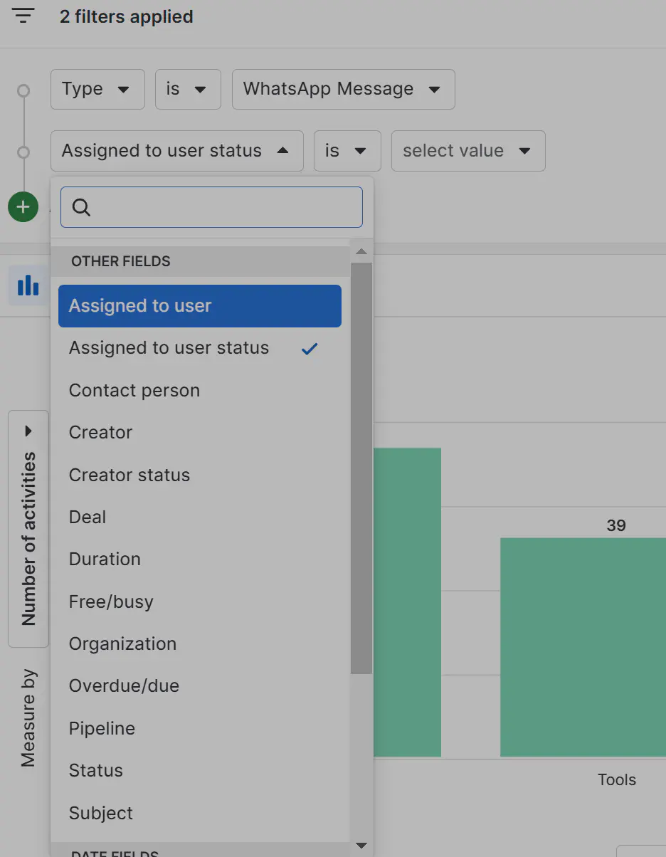 Customizing reports in Pipedrive.