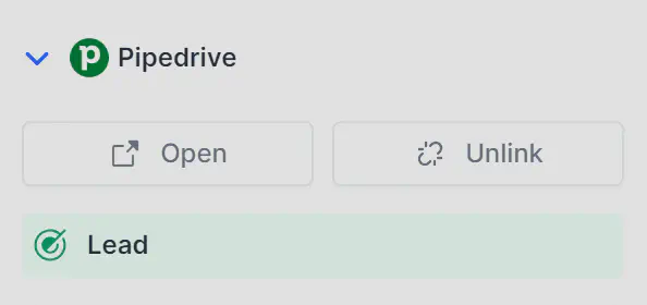 Contact card in Rasayel with contact details in Pipedrive.