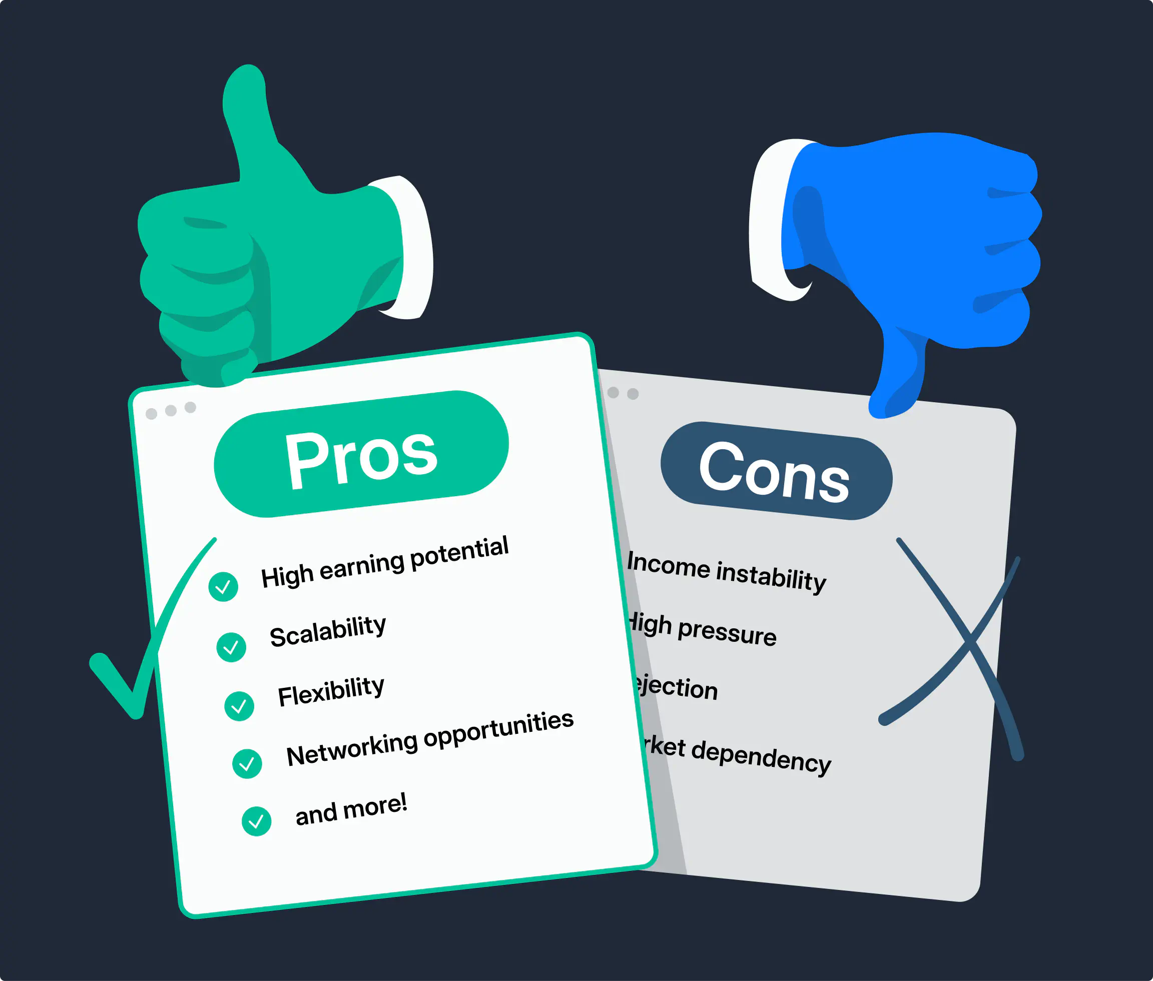 An illustration of pros and cons.