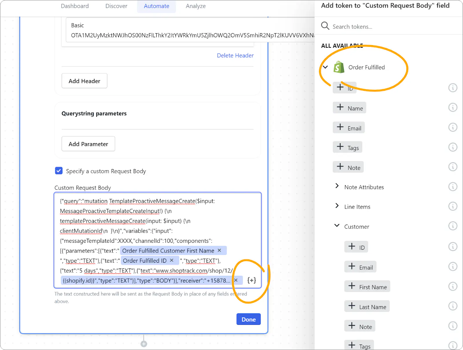 Accessing variables for templates in a Shopify workflow.