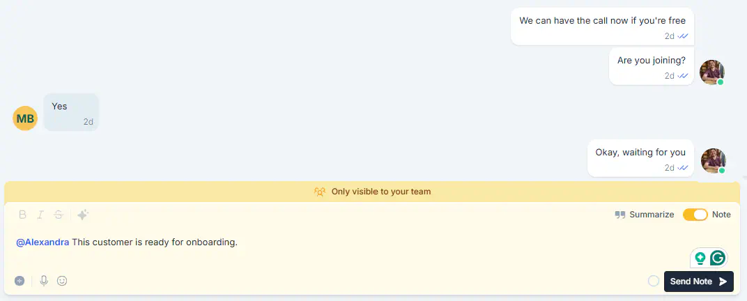 Agents communicating with notes in Rasayel inbox.