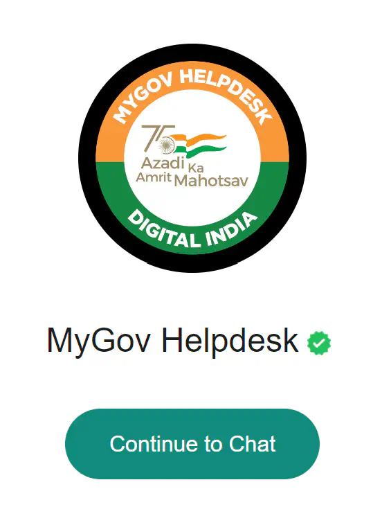 WhatsApp link on the MyGov initiative&rsquo;s website.