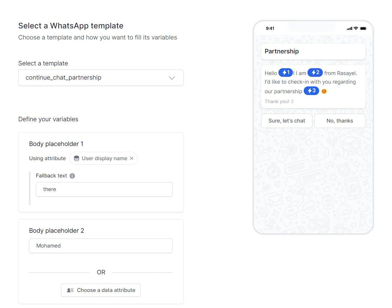 Defining variables in a template.