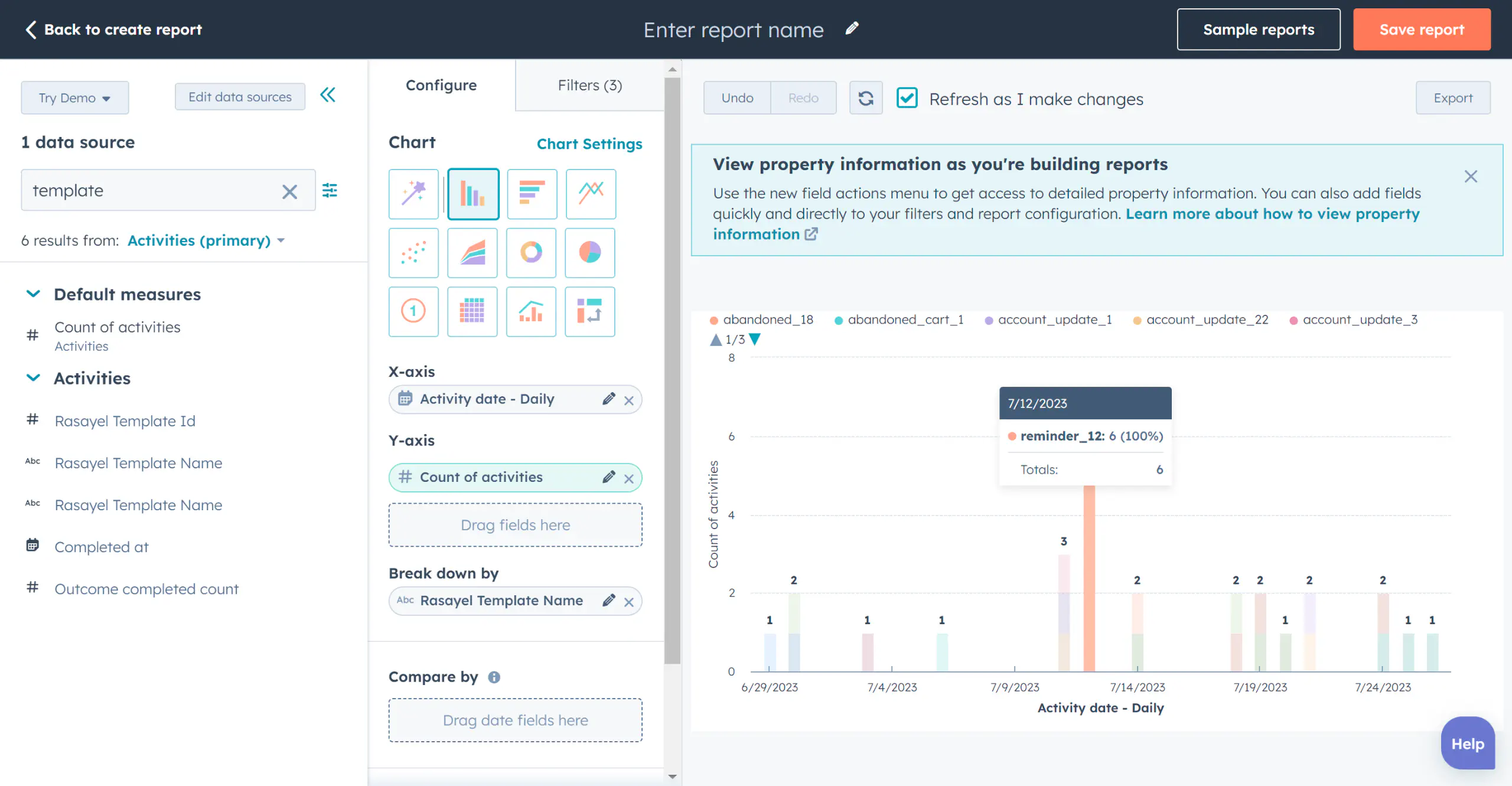 Report extracted in HubSpot.
