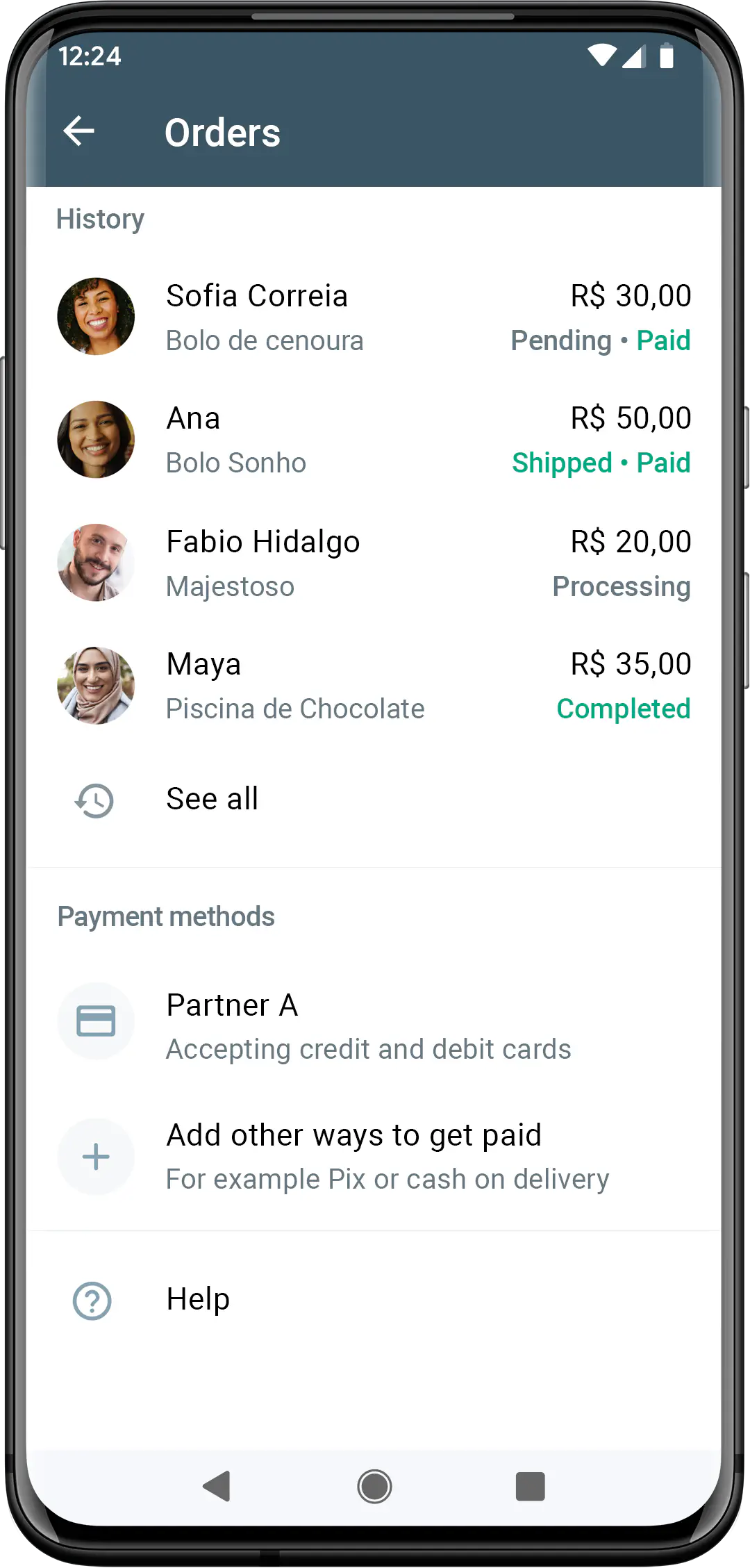 Cart in WhatsApp Business app.