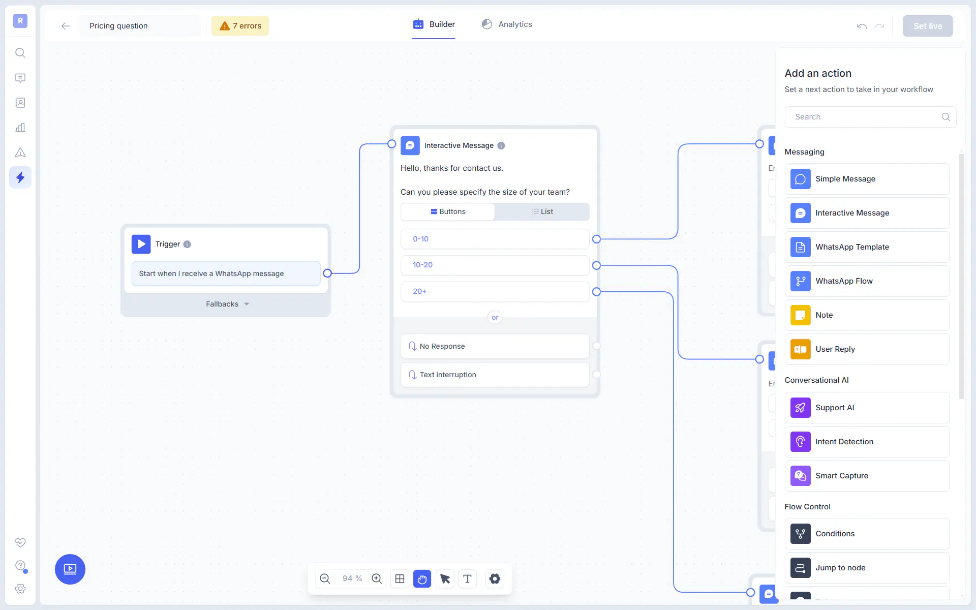 WhatsApp bot flowchart example.