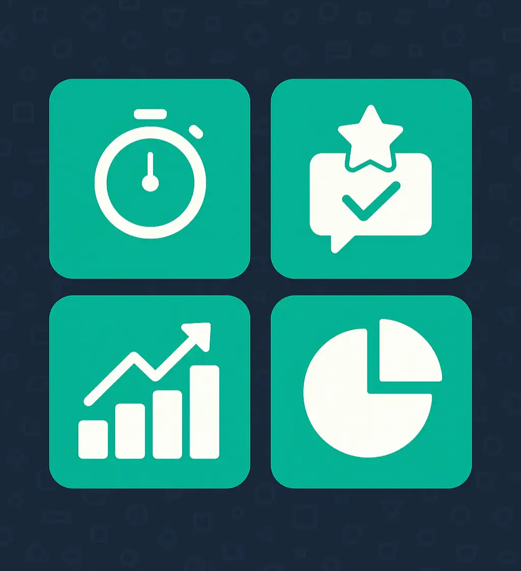 Illustration of metrics for a customer support funnel.