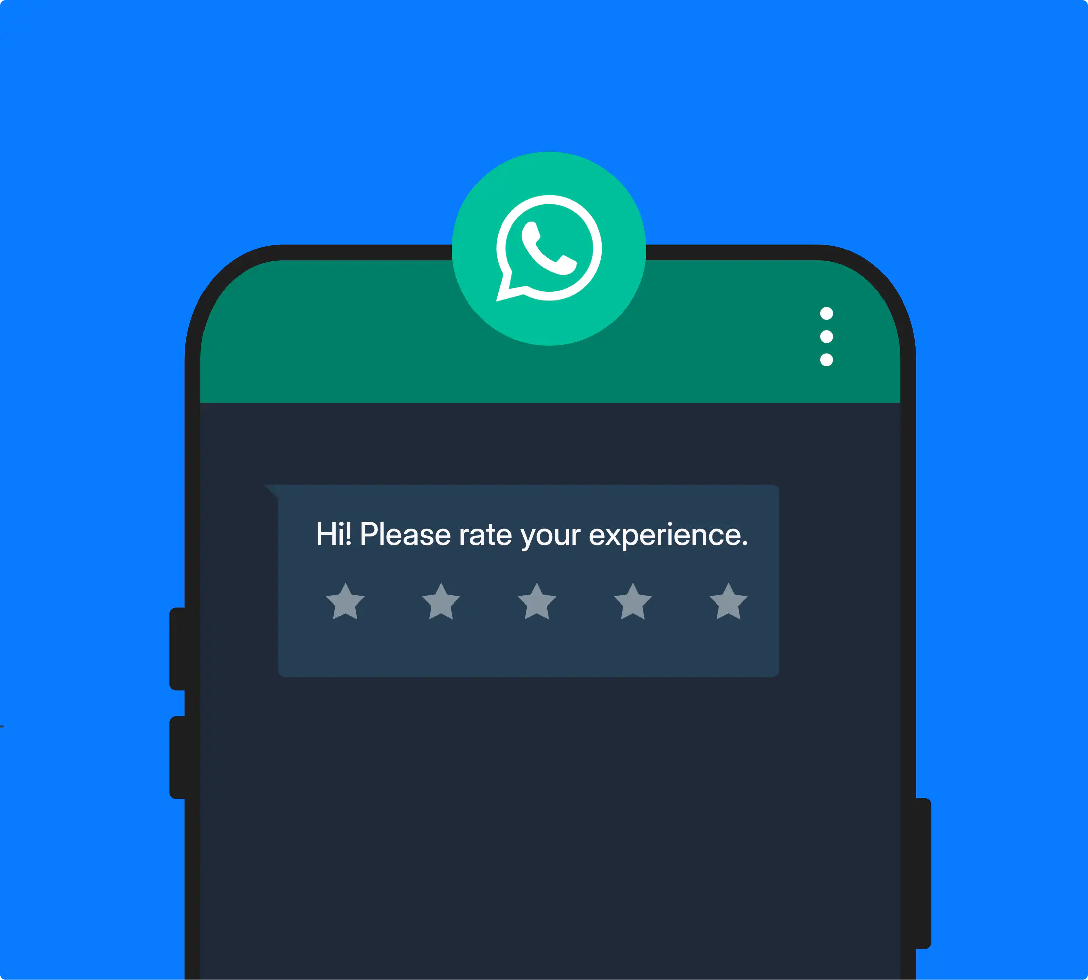 A WhatsApp chat screen with a message asking for a review