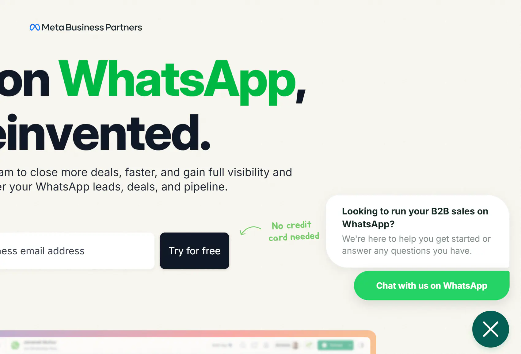 WhatsApp widget on a homepage.