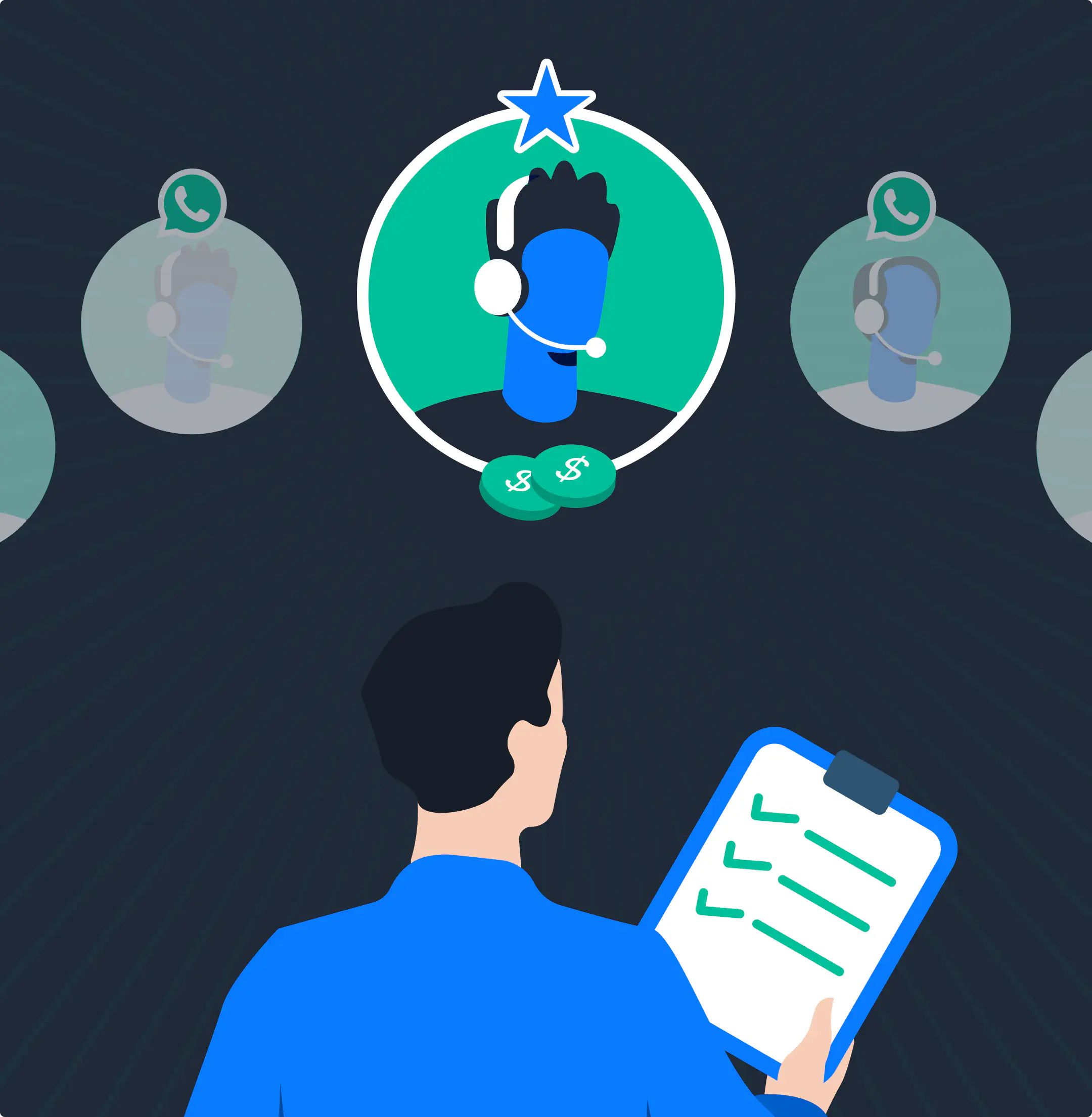 Illustration of tracking agents performance on WhatsApp.