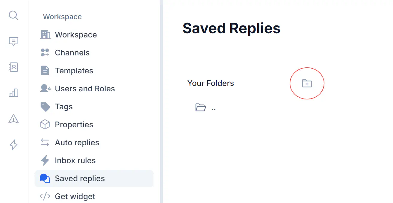 Creating a folder for saved replies in Rasayel.