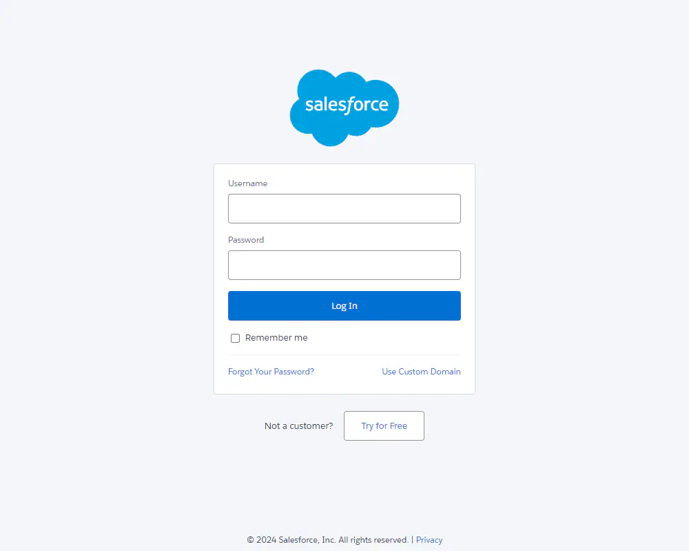 Salesforce login window.