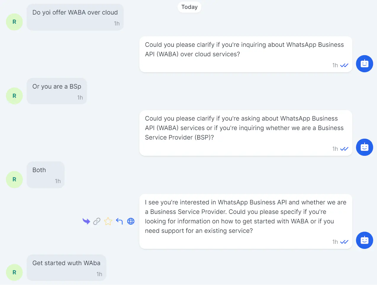 An example of a conversation between a customer and an AI chatbot.