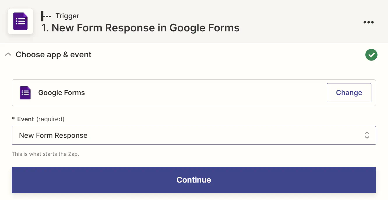New Forms response in Google Forms.