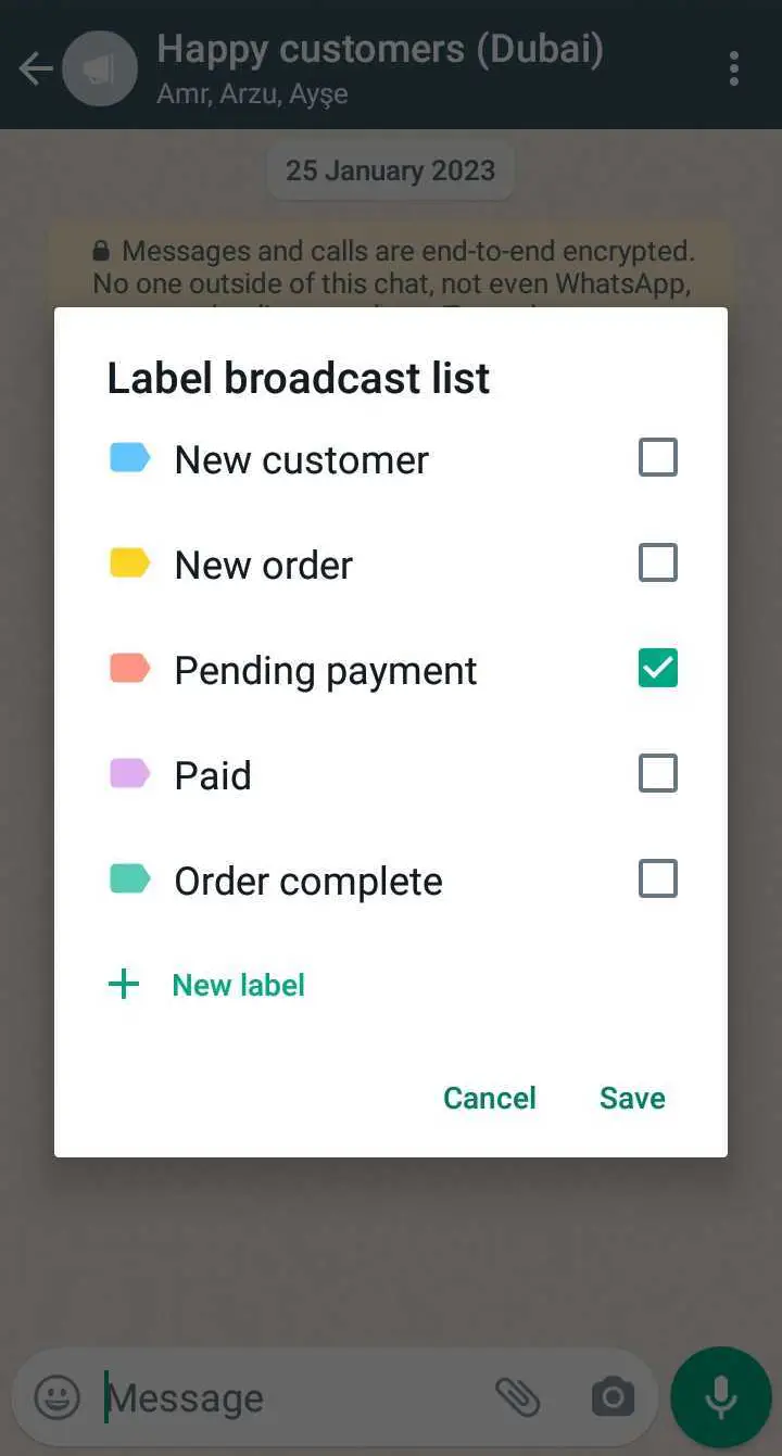 Selecting a label from a list.