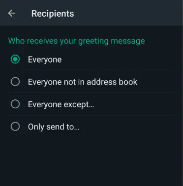 Customizing recepients for greeting messages.