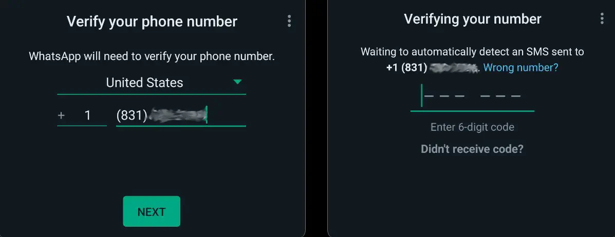 Verifying a phone number.