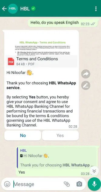 Example of an Interactive WhatsApp message used for collecting opt-ins.