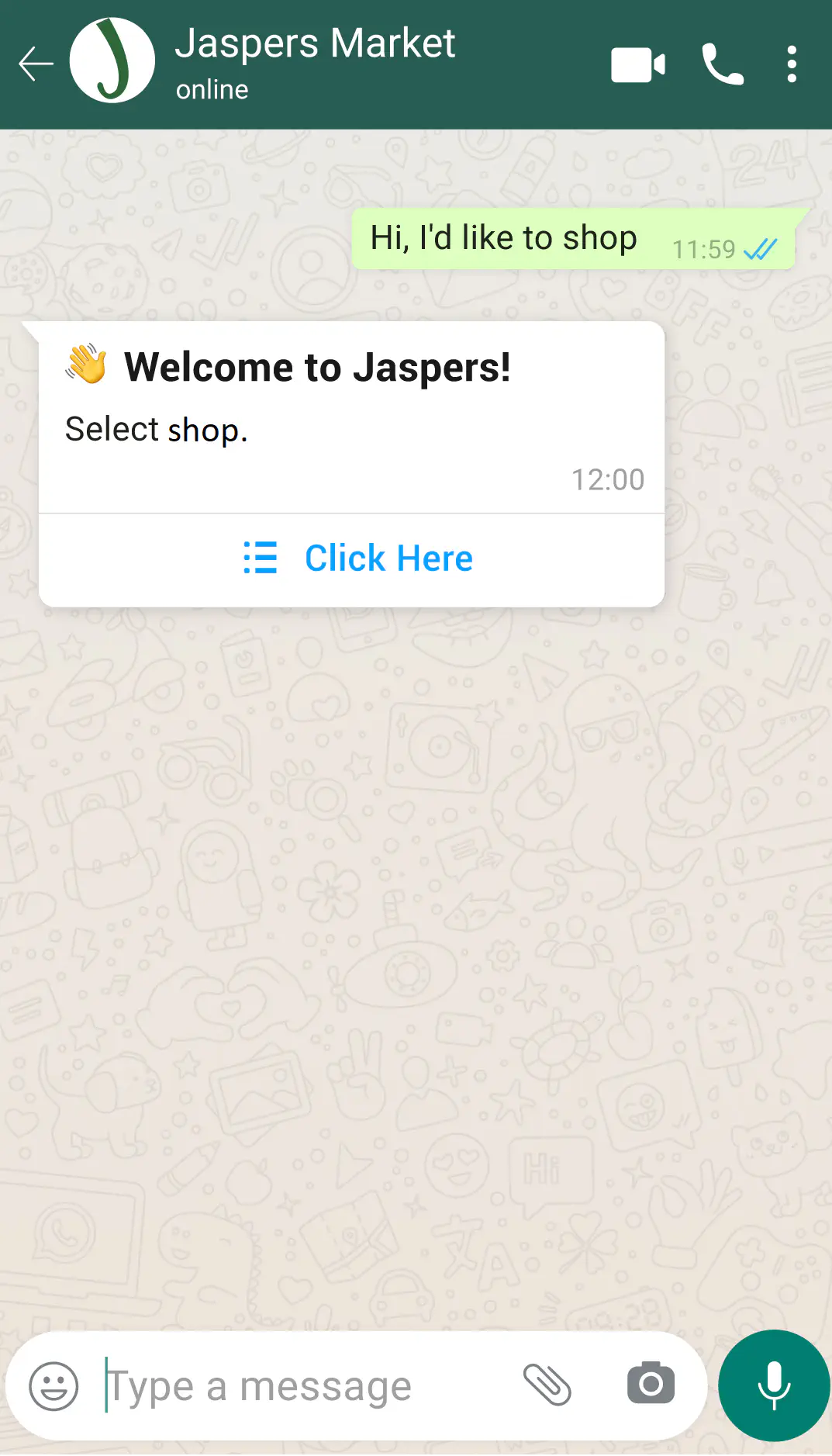 Example of an Interactive WhatsApp list message.