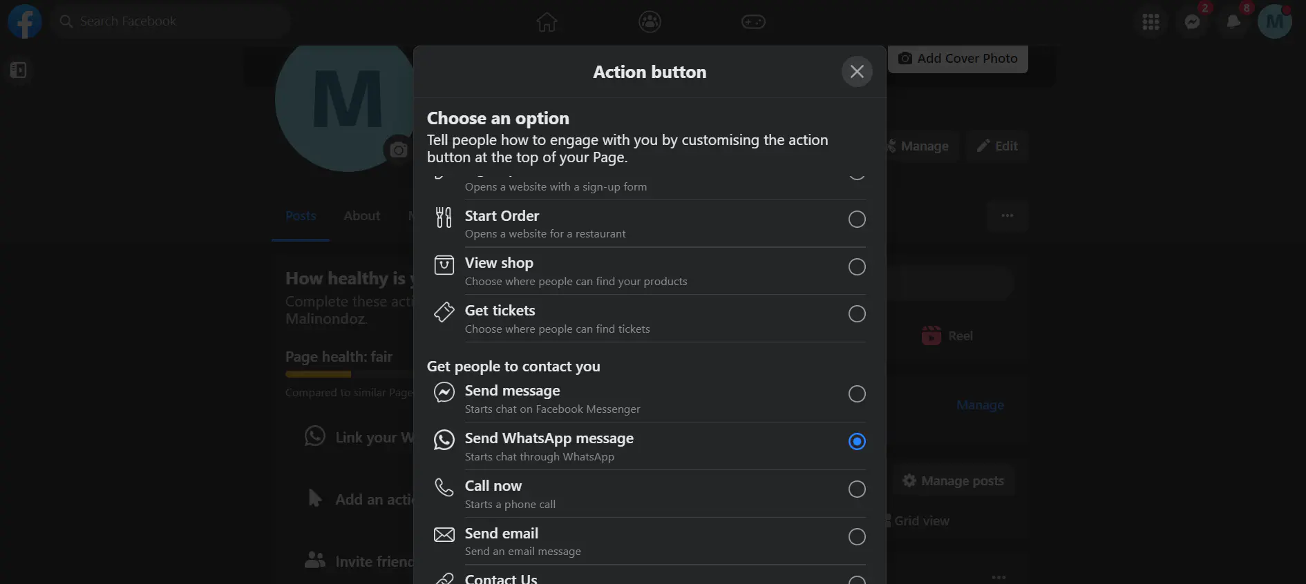 Action button list.