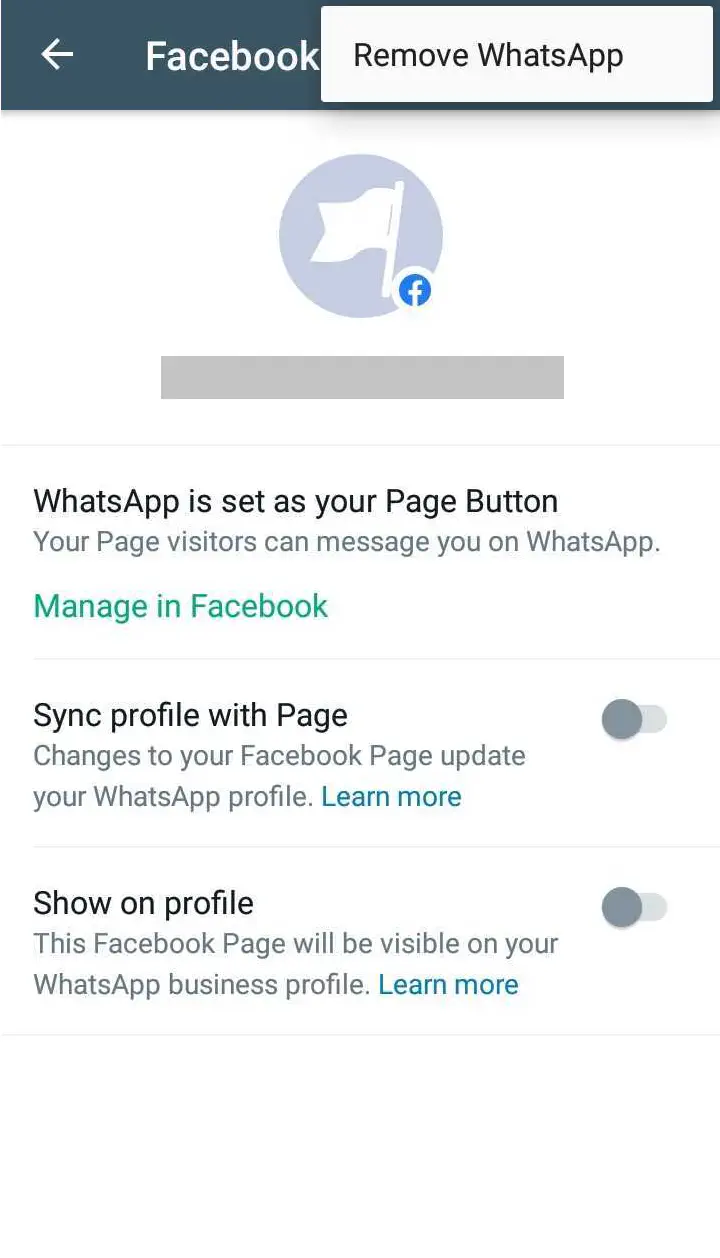 Selecting Remove WhatsApp.