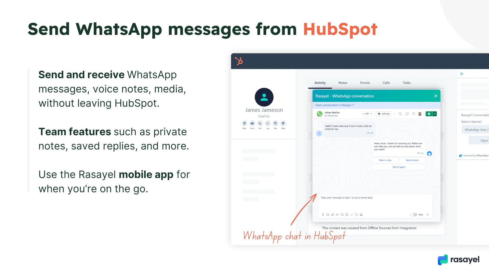 Mensagens do WhatsApp na HubSpot.