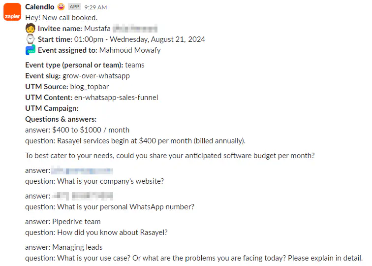 Notificação do Calendly no Slack