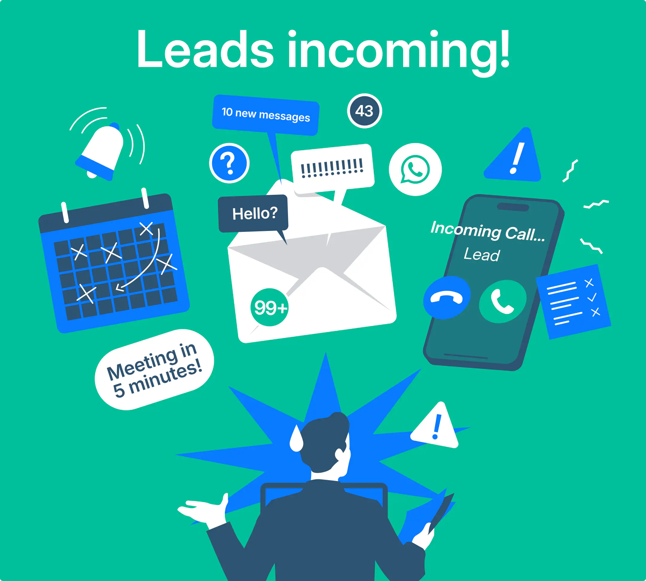 Ilustração de um alto volume de leads.