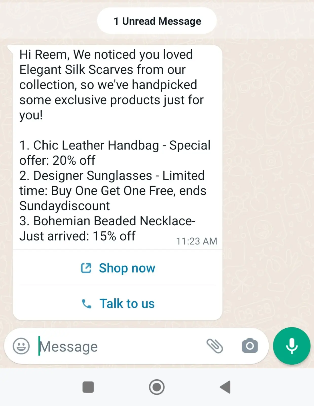 Recomendação personalizada via WhatsApp