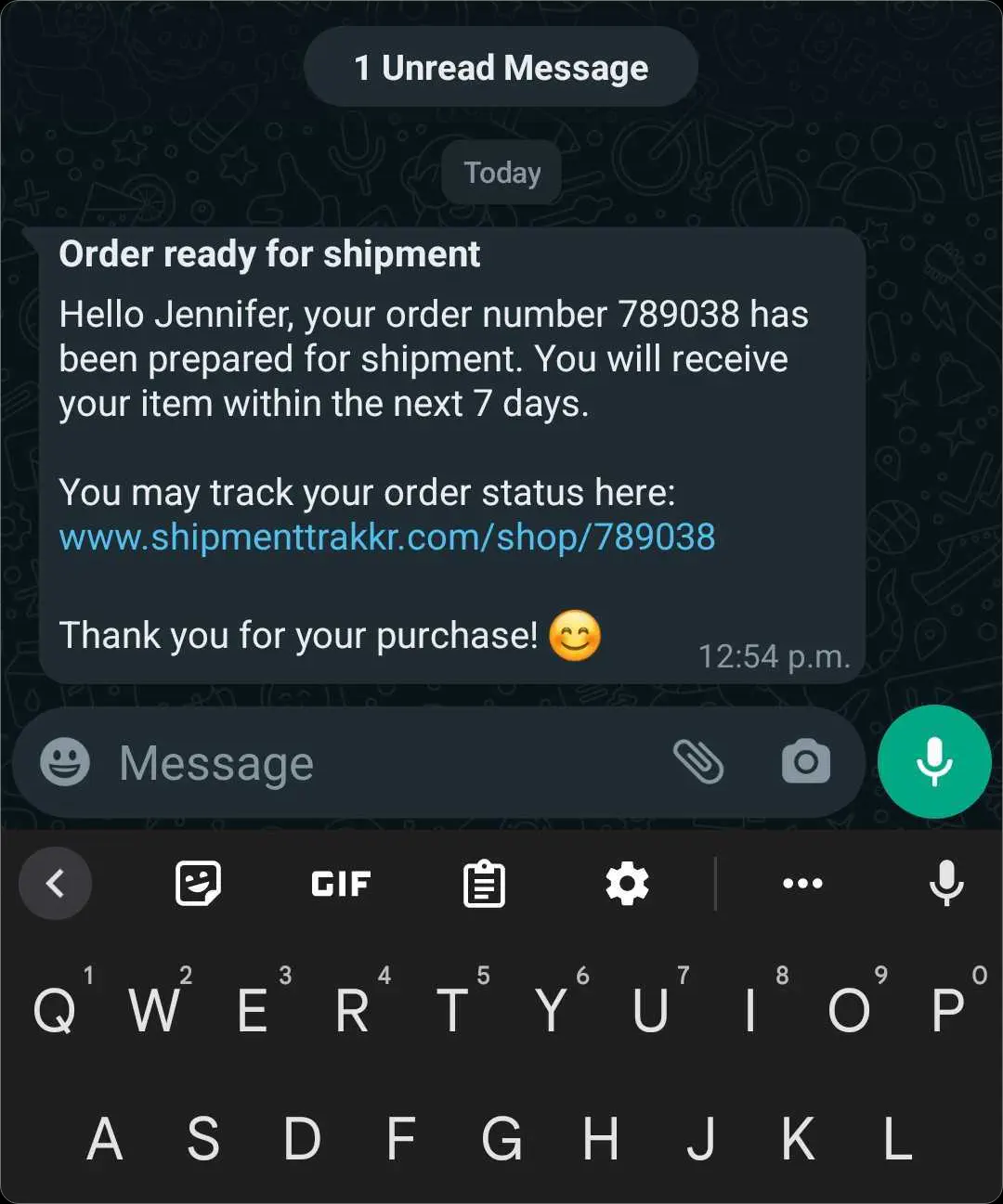 Notificação de pedido e entrega no WhatsApp