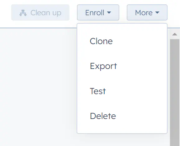Clonar, exportar, testar ou excluir um workflow do HubSpot