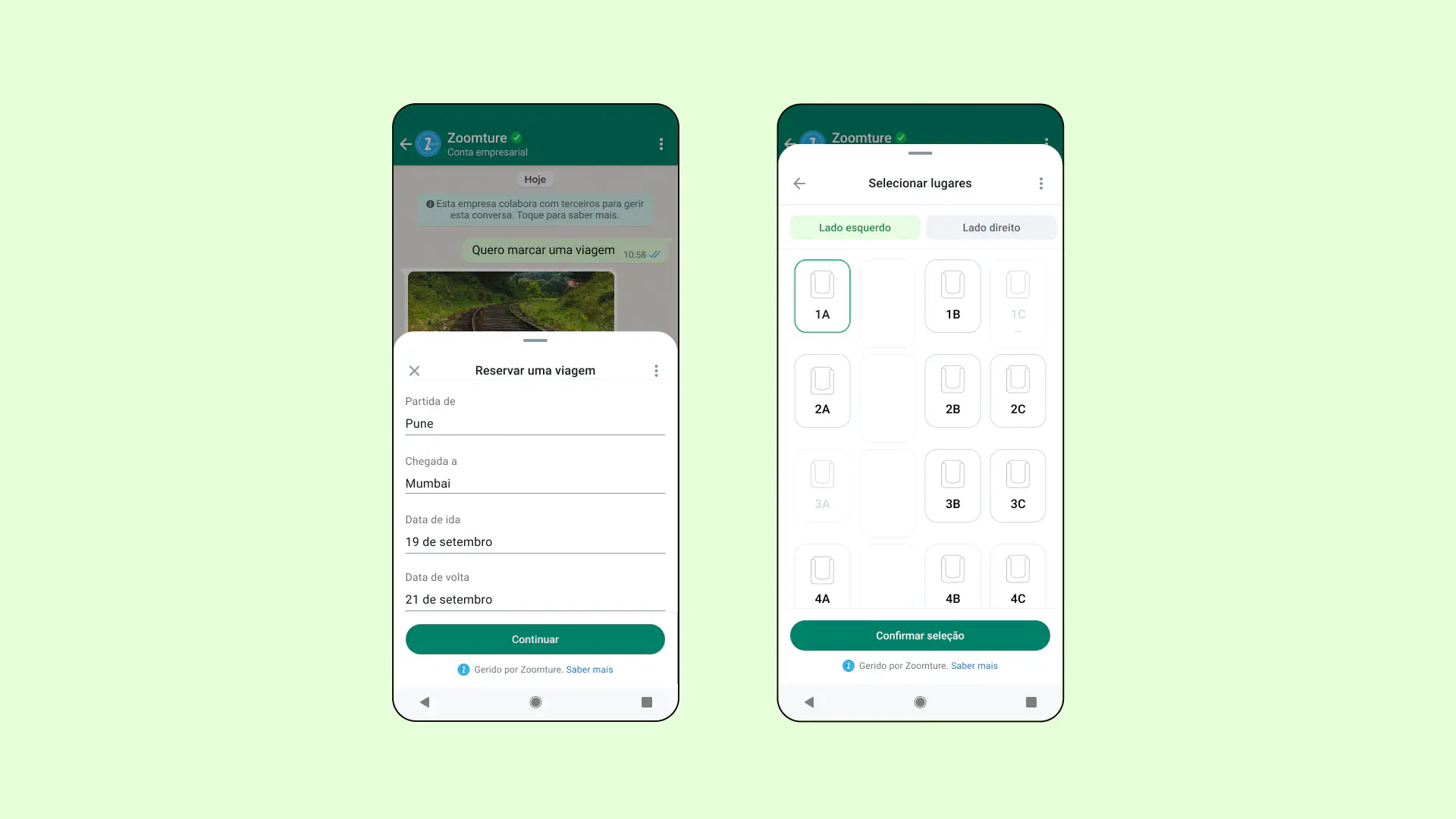 Layout em um fluxo do WhatsApp.